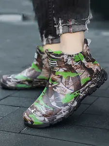 Men's Camouflage Tactical Rain Boots, All-Weather Wearable Design with Anti-Slip Sole, Ideal for Various Weather Conditions & Daily Use