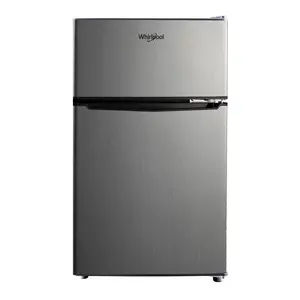 Whirlpool 3.1 cu ft Mini Refrigerator Stainless Steel WH31S1E: Energy Star Certified Dorm Fridge, Reversible Door, 2 Shelves