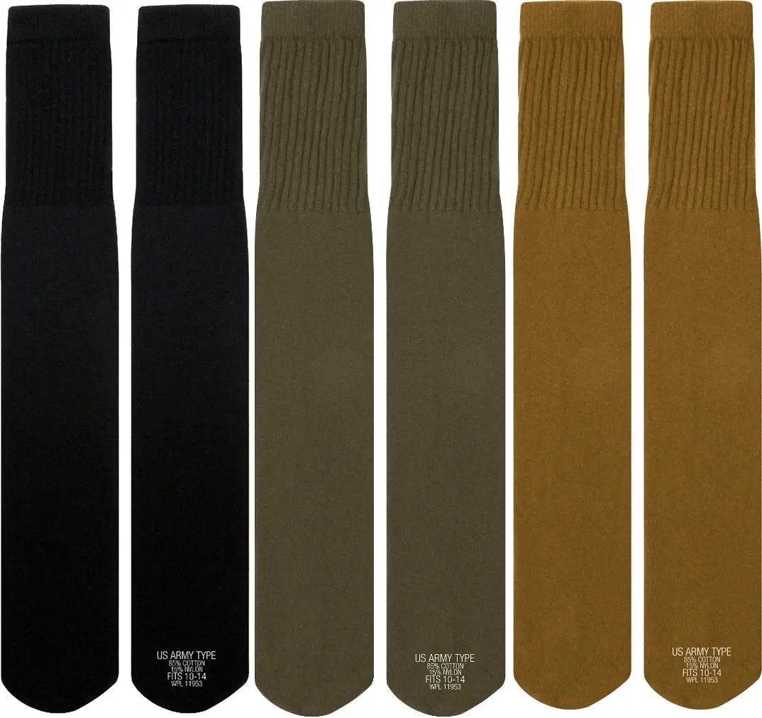 Men's Cotton Blend Military Tube Socks, Over the Calf Fit, Made in USA, GSA Compliant, Size 10-14, Menswear, Nylon, Cotton Socks, Made In The Usa, Coyote Brown