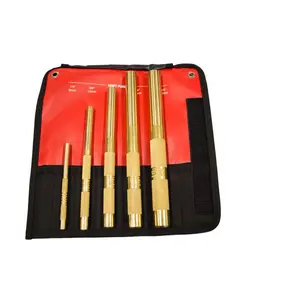 212 MAIN 5-Pieces Brass Drift Punch Set, Heavy-Duty Hand Tool for Chiseling and Metal Alignment