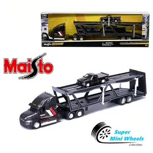 Maisto 1:64 Mack Transporter Open Trailer w/ 1993 Chevrolet 454 SS Pickup Black