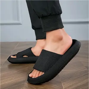 Men's Soft Thick EVA Slide Slippers - Non-Slip Plus Size Slip-On Footwear with Cushioned Sole, Textured Open Toe, Odor-Resistant Indoor/Outdoor Shoe for House & Beach (Black, Grey, Pink)