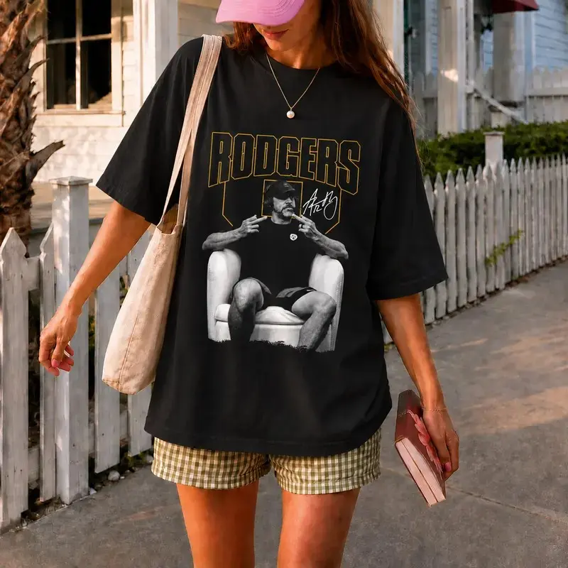 Women's Rodgers Graphic Print Loose Casual Top - Pittsburgh Football Merch, Unisex T-Shirt/Sweatshirt, Gift for Football Fans, Men's Clothing Option
