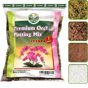 Moss Pine Bark Mulch Orchid Potting Mix for Repotting with Perlite, Coco Peat & Natural Ingredients in 1 QT Indoor Potting Medium