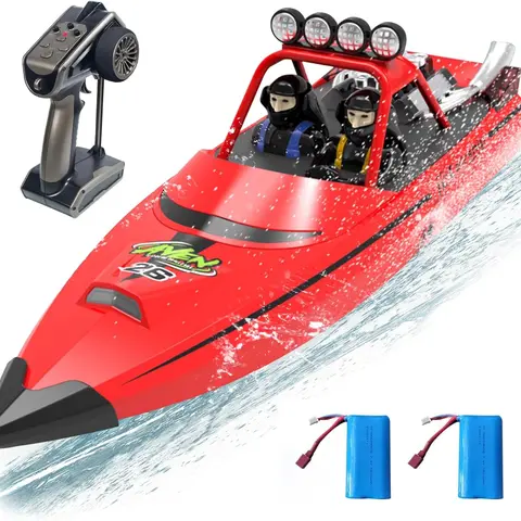 ARRIS RC Jet Boat - Remote Control Boat with Jet-Powered Speed, Self-Righting Waterproof Design, Advanced Cooling System, Colorful LED Lights, Efficient Performance, 2 Batteries for Longer Runtime, Low Battery Remind, ABS Plastic for Pool & Lake Fun