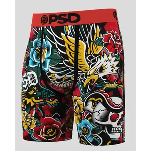 PSD Men's Winged Spirit Boxer Brief - Standard Length 7 Inch Inseam, Soft and Breathable Poly Blend Fabric