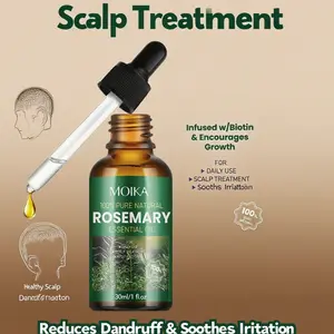 MOIKA 100% Pure Natural Rosemary Essential Oil with Biotin Blend for Split End Repair & Hair Care - 30ml Scalp Treatment for Frizz & Smooth Hairline Haircare