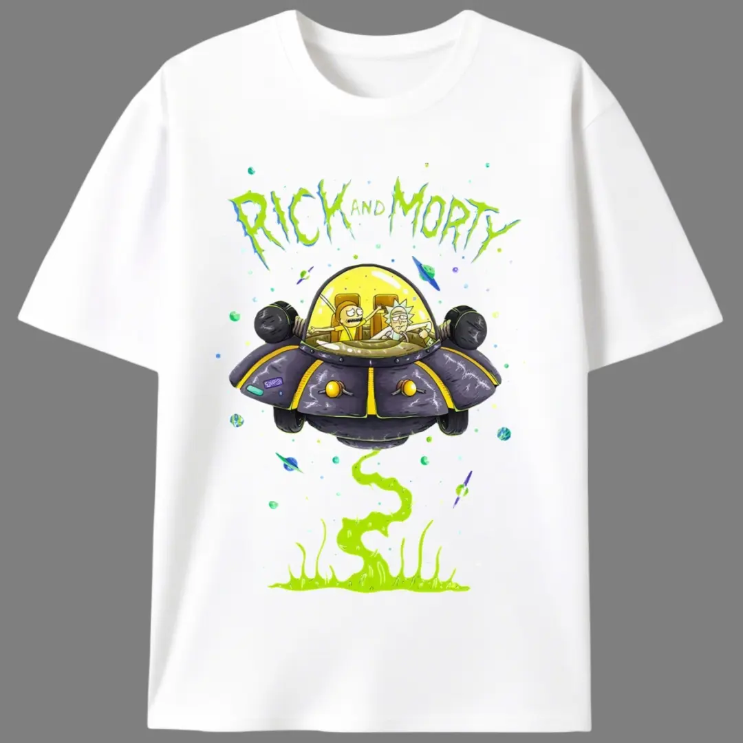 Men's 100% Cotton Stretch Vintage Retro Sci-Fi Spaceship Printed Graphic Fitted Cut Short-Sleeve Round Neck Knit T-Shirt - Split Sleeve, Suitable for Chinese New Year, Valentine's Day Casual Summer Menswear, Knit Top