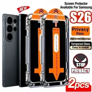 2pcs 9h Tempered Glass Privacy Film for Samsung Galaxy S26 Ultra S26+ Plus S26 HD, Full Cover Protective Cellphone Screen Protector, One-Click Easy Installation,HD&Anti-peeping Glass Film