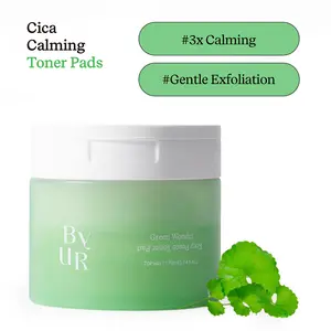 [ByUR] Cica Calming Toner Pads (70 Count) – PHA LHA Gentle Exfoliating Pads for Acne, Pore Care & Oil Control, 100% Organic Cotton, Sensitive Skin