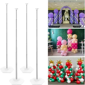 Balloon Column Stand Kit, Sets of 4 Telescoping Balloon Stand, Height Adjustable Balloon Tower Pillar with  Metal Telescopic Design for Party Decoration