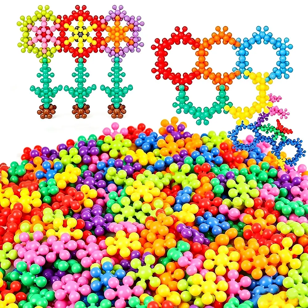 Plastic Snowflake STEM Building Blocks Connect Toys - 280/520PCS Unisex Stress Relief Toys for Kids 3+, Multi-Color Learning Gifts, Promotes Fine Motor & Sensory Development, Construction Set