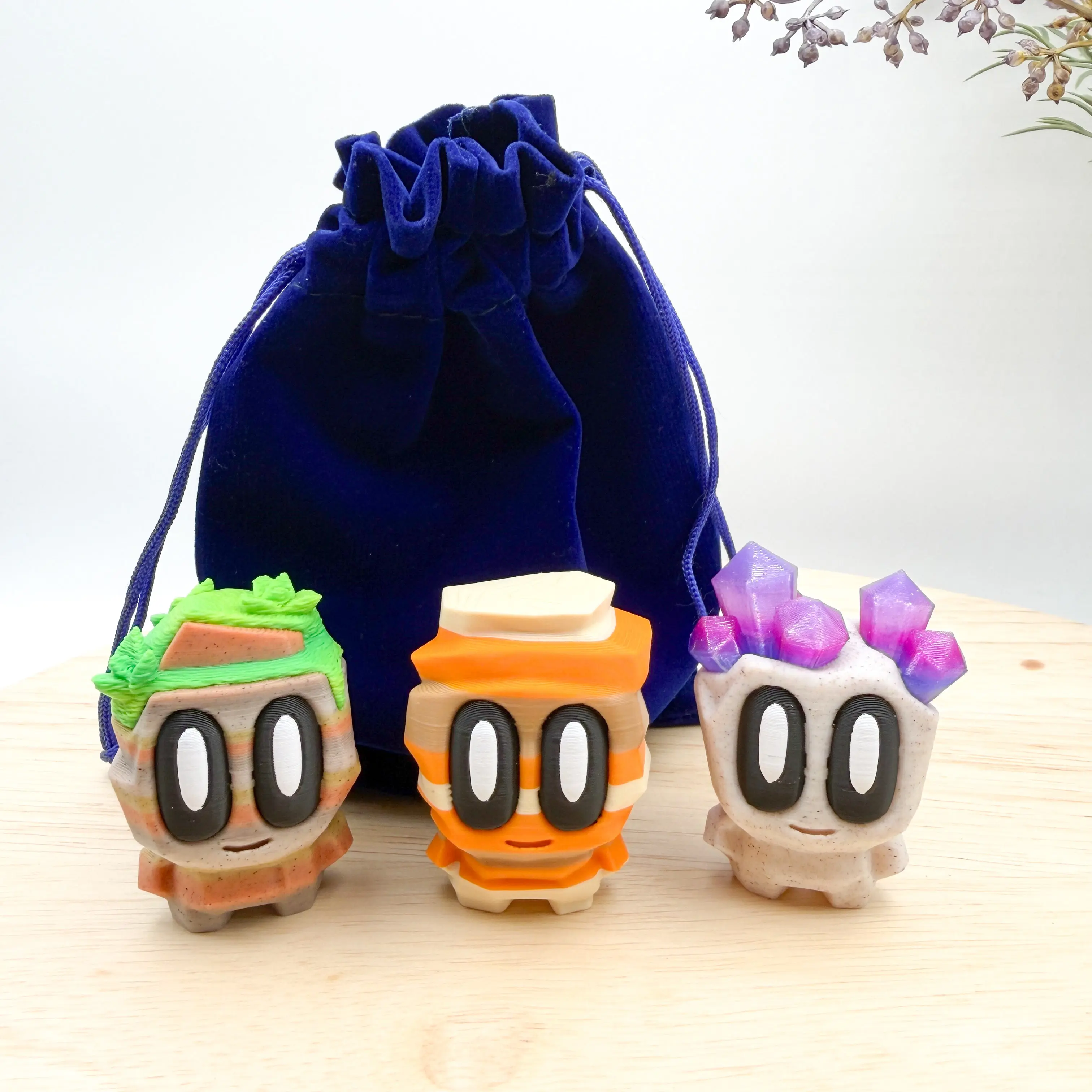 3D Printed Blob Lab Rocks Mini Cactus Mushroom plants collectible