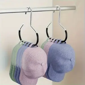 2pcs Hat Hangers, Single Hook Holds Up to 8 Hats, Dorm Closet Baseball Cap Holder, Multi-Functional No-Trace Hanging Display Rack, Hanging Hat Hooks Storage