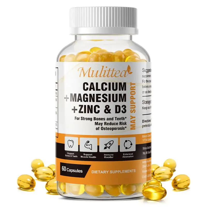 Mulittea Cal Mag Zinc Capsules with Vitamin D3 - Bone, Heart, Nerve Support Supplement Dietary Bathroom
