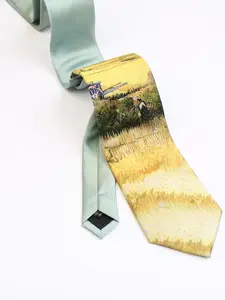 Unisex Street Style Colorblock Oil Painting Print Tie, Casual Trendy Tie for Work & Daily Wear, Fashion Accessories for Men & Women, Casual Elegant Tie