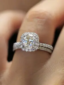 Elegant Zircon Square Stackable Rings Set, Wedding Ring Sets, Perfect Engagement Wedding Bands, Stylish and Durable Jewelry for Women