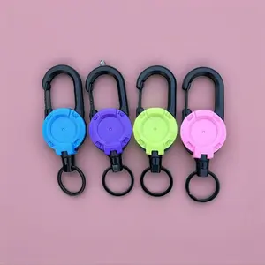 Stretchable Portable Keychain with Steel Wire Rope Elastic Pull Cord Easy Pull Buckle Extended Line High Resilience in Multiple Colors