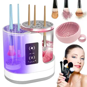 3 in 1 Electric Makeup Brush Cleaner and 1pc Silicone Makeup Brush Cleaning Bowl Scrubber, Dryer Automatic USB Cosmetic Brush Cleaner with Holder, Portable USB Deep Cleaning for All Size Beauty Makeup Brush Set, Blush Brush, Sponges, Makeup Brush Washer