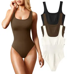 Women's Bodysuits Sexy Sleeveless Square Neck Tank Tops Casual 2025 Trendy Outfits- Soft Stretchy Material - Essential Wardrobe Staple for Every Season