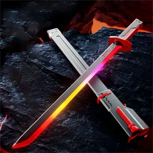 Interstellar Lightsaber Samurai Sword with Spark & Fog Effect, 8-Color LED Modes & Sound, 31.5" Type-C Rechargeable Sword for Cosplay Christmas Gifts