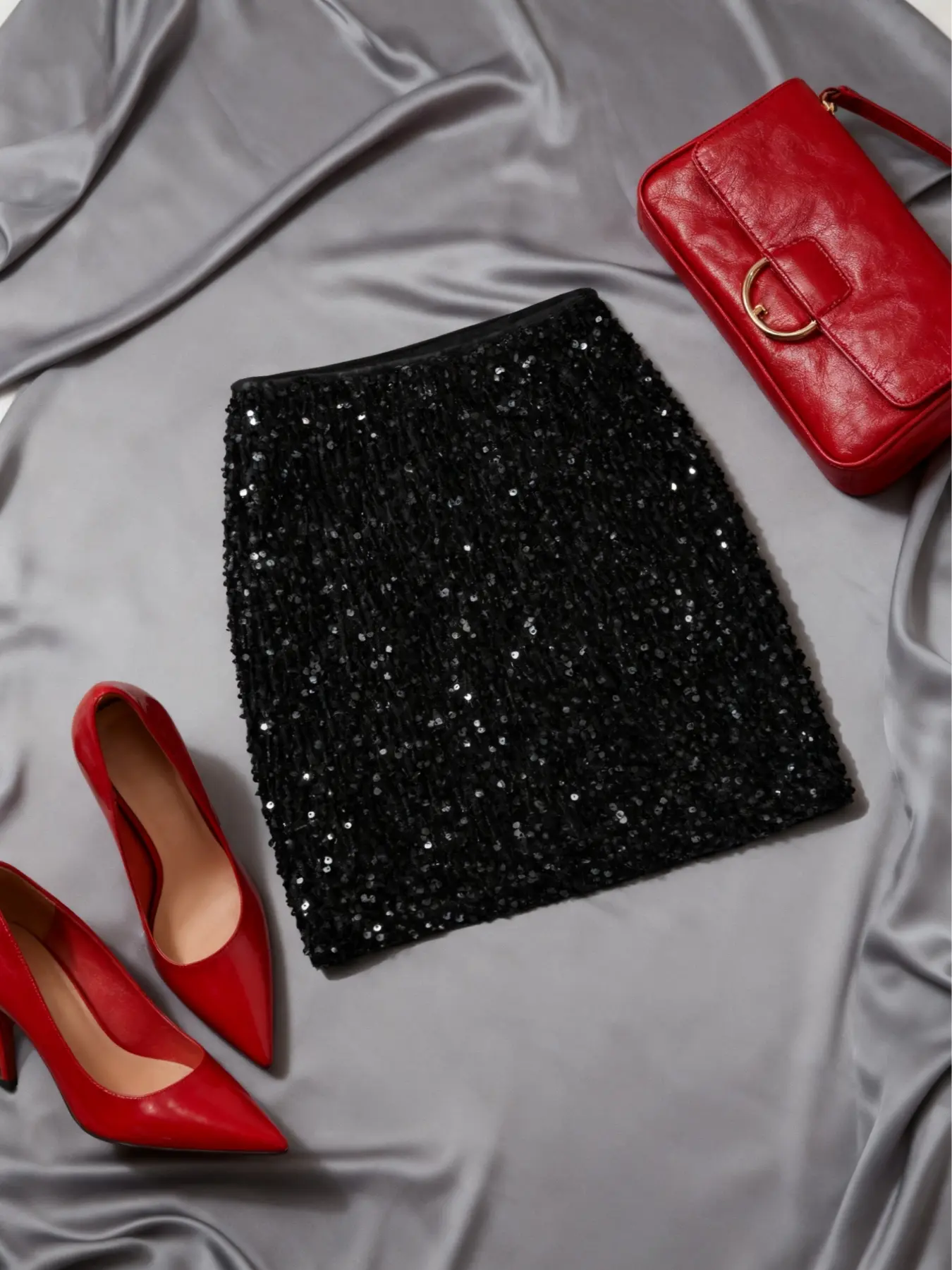New Arrival for Autumn & Winter | Christmas Collection Women's Sequin Midi Skirt - Elegant, Sexy Style, Fit Slim & Versatile Perfect for Cocktail Parties, Gatherings, Work & More Occasions Piece