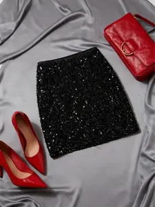 New Arrival for Autumn & Winter | Christmas Collection Women's Sequin Midi Skirt - Elegant, Sexy Style, Fit Slim & Versatile Perfect for Cocktail Parties, Gatherings, Work & More Occasions Piece