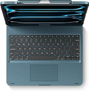 Swivel Keyboard Case for  2025 iPad Air 13-inch (M3-M2), iPad Pro 13 inch M4 2024, iPad Pro 12.9-inch (6th-3rd Gen); Rotatable Cover with Pencil Holder, Trackpad, Backlit, Navy Blue