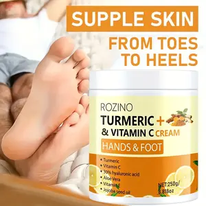 Rozino Turmeric & Vitamin C Hand & Foot Cream 250g with Hyaluronic Acid Aloe Vera for Supple Skin Repair & Hydration
