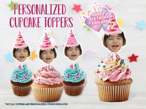 12PCS Single or Double Sided Personalized Photo Cupcake Toppers, Personalized Cupcake Toppers, Cake topper, Custom Personalized face cupcake toppers, face on a stick
