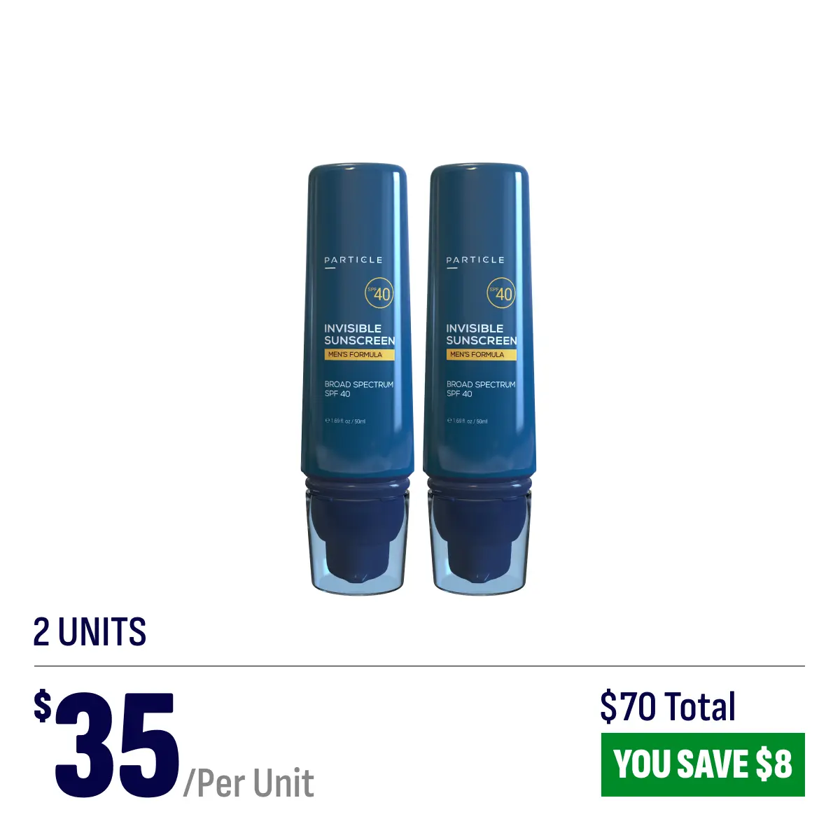 2 bottles of the top invisible sunscreen for men