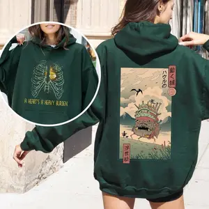 Double-sided hoodie, casual off-shoulder long-sleeve hoodie, autumn and winter everyday wear sweater | Studio Ghibli anime sweater GARMENTARY
