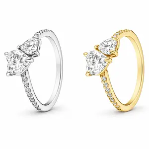 Sparkling Double Heart Ring