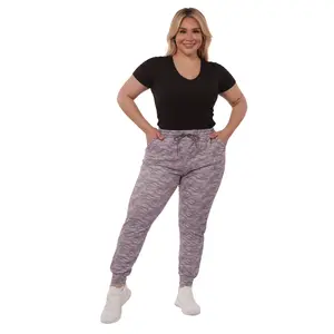 Plus Size Soft Brushed Fleece Lined Sweatpants - Lavender Space Dye