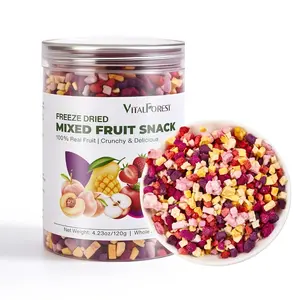 Freeze Dried Mixed Fruit Snacks 4.23oz, Crunchy Strawberry Mango Peach Apple & Dragon Fruit Snack Mix, Natural Dried Fruit Crisps
