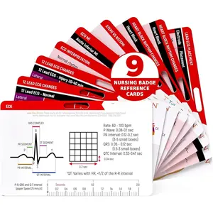 Badge Guru EKG/ECG  Flash Cards - Reference Cards for , Doctors, EMTs,  Students and Med School Students (EKG/ECG) - 9 Cards