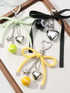 New Elegant Gradient Bow Keychain, Cute Heart Star Velvet Ball DIY Decoration for Bags and Keys, Keychain Bag Pendant, All Seasons Accessory, Keychain Kawaii