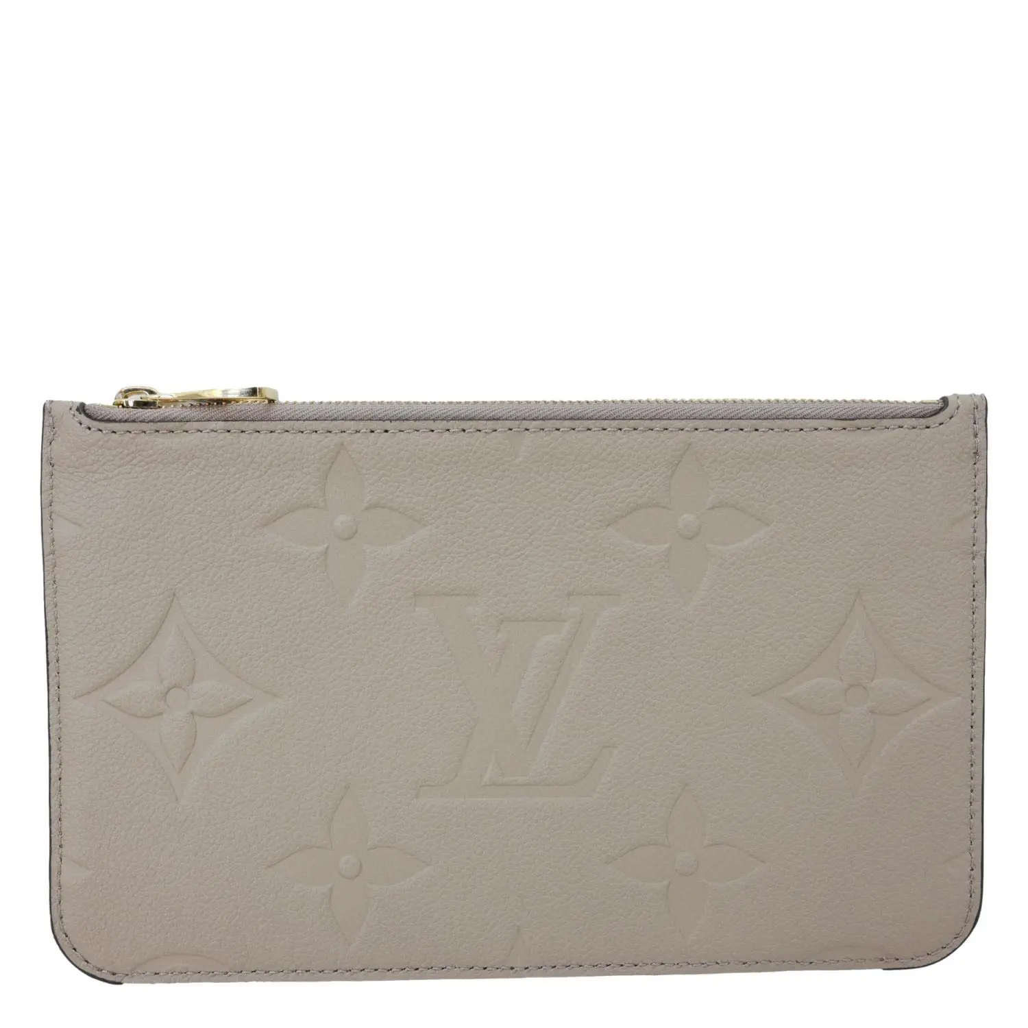 Pre-owned Louis Vuitton Leather Clutches & Wristlets Neverfull Pochette Giant Monogram Empreinte Wristlet Beige