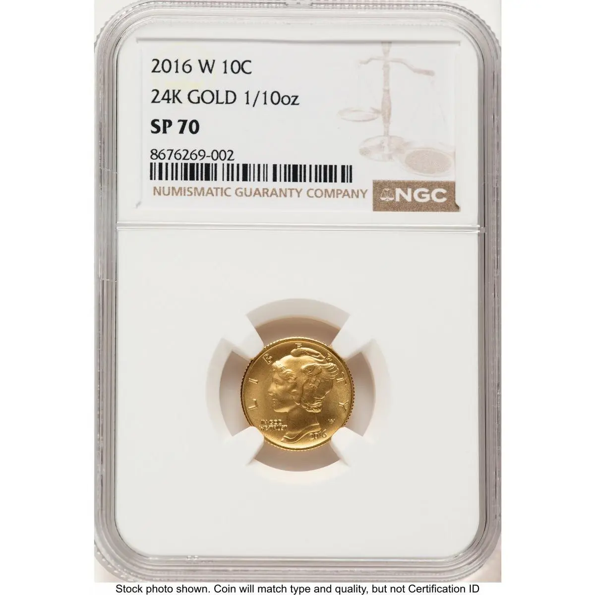 Modern Bullion Coins (2016-W 10C Mercury Dime 100th Anniversary Gold Centennial  Brown Label)