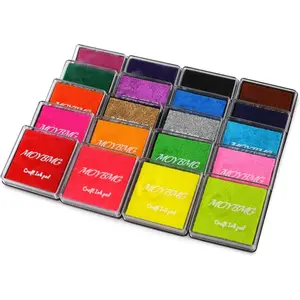 20 Colors Washable Ink Pads for Kids Rubber Stamps, Fingerprint Crafts, Suitable for Paper, Scrapbook, Fabric, Wood (Pack of 20)
