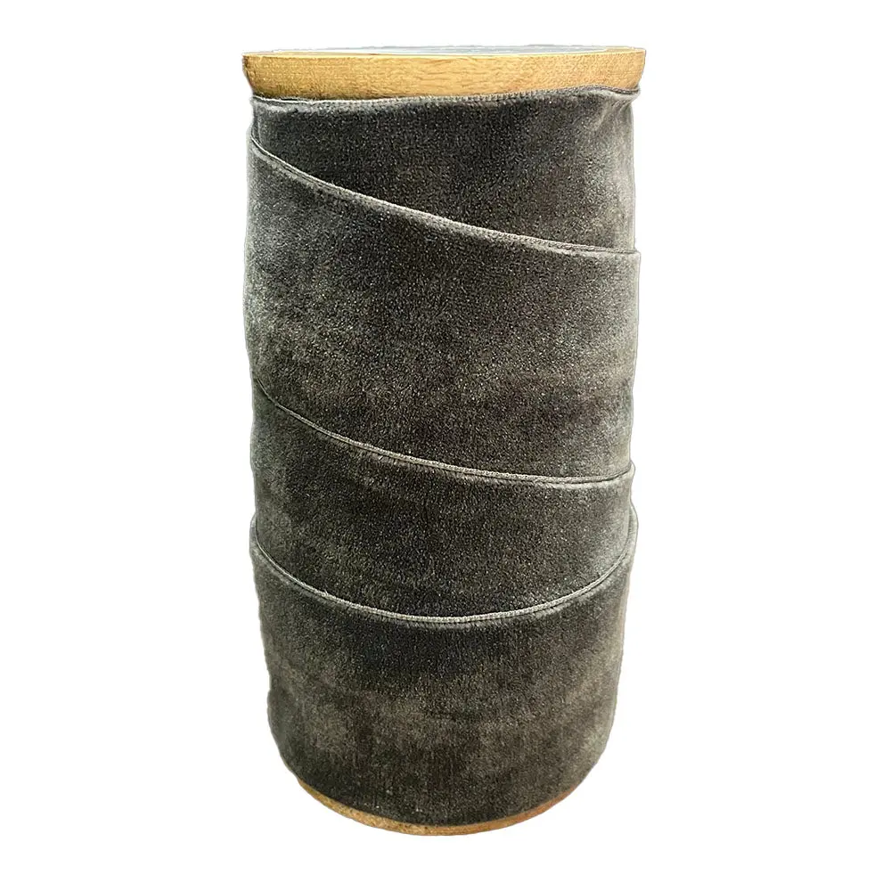 Wide and Narrow Hand Dyed Velvet Ribbon Dark Grey
