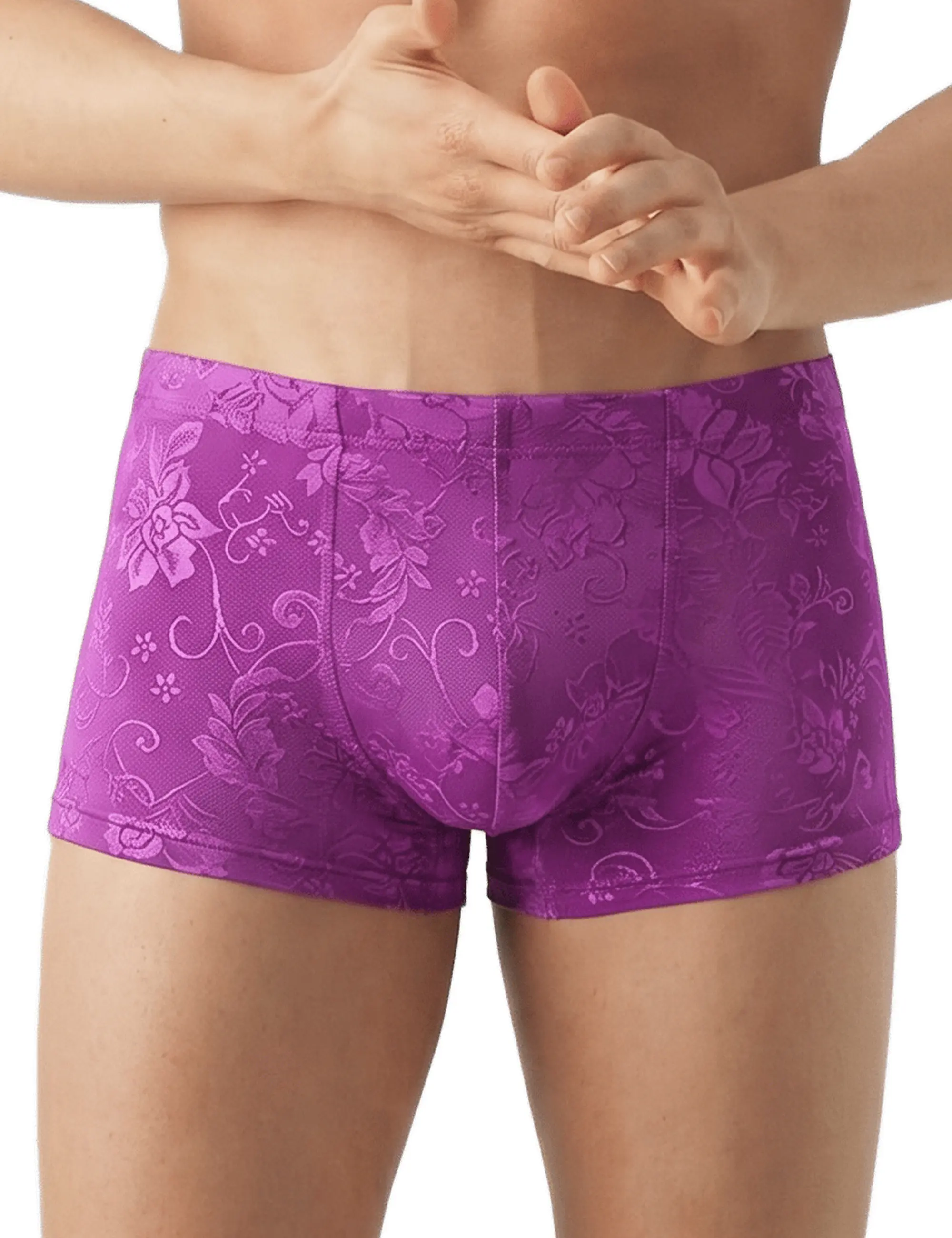 Mens Lace Underwear Sexy Boxer Briefs Mesh Pants Soft Bikini Breathable Cheeky underpants Bulge Pouch for Men
