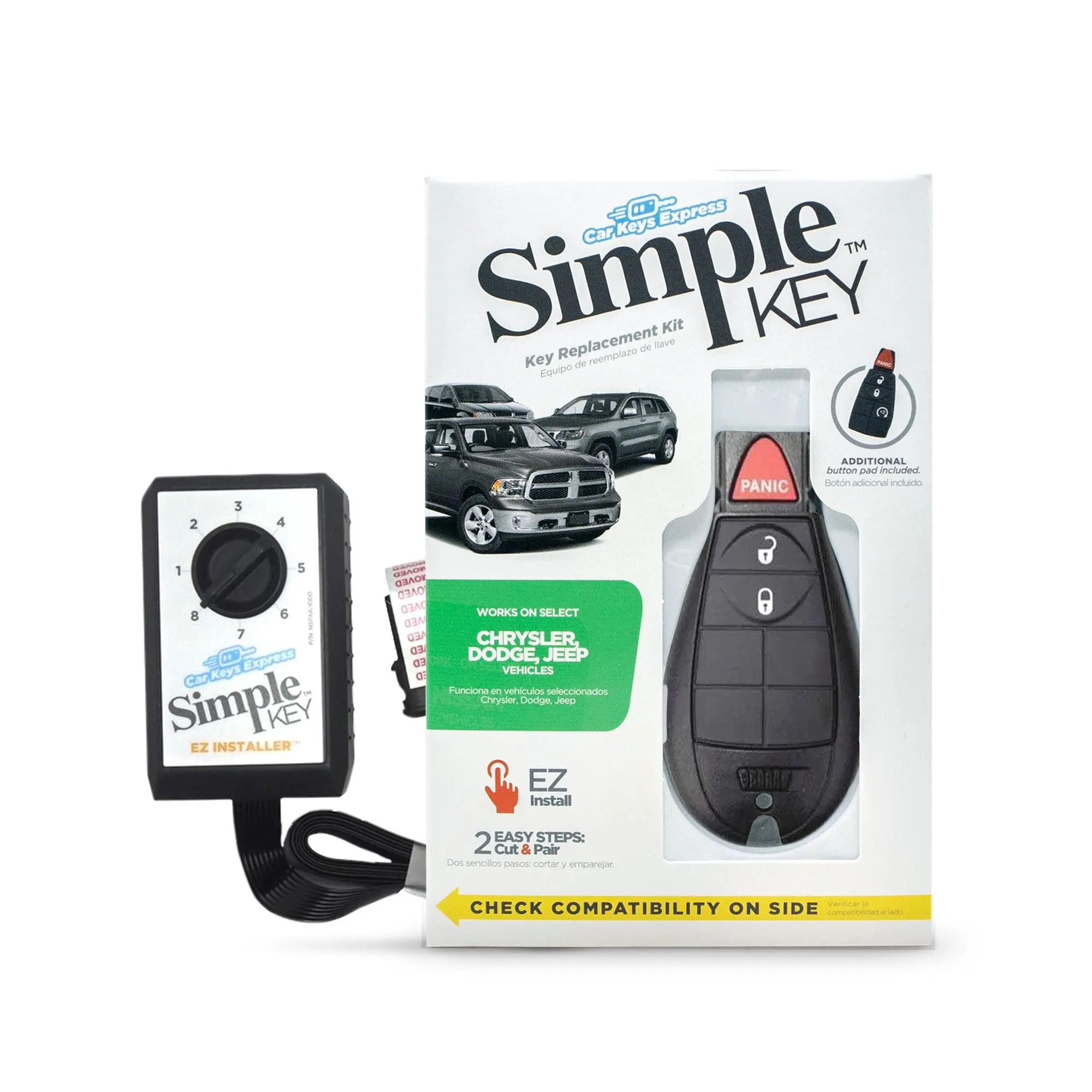 Chrysler, Dodge, Jeep and Volkswagen Simple Key Programmer for Non-Proximity Remote Key FOB (CDFO-E3Z0SK-KIT)