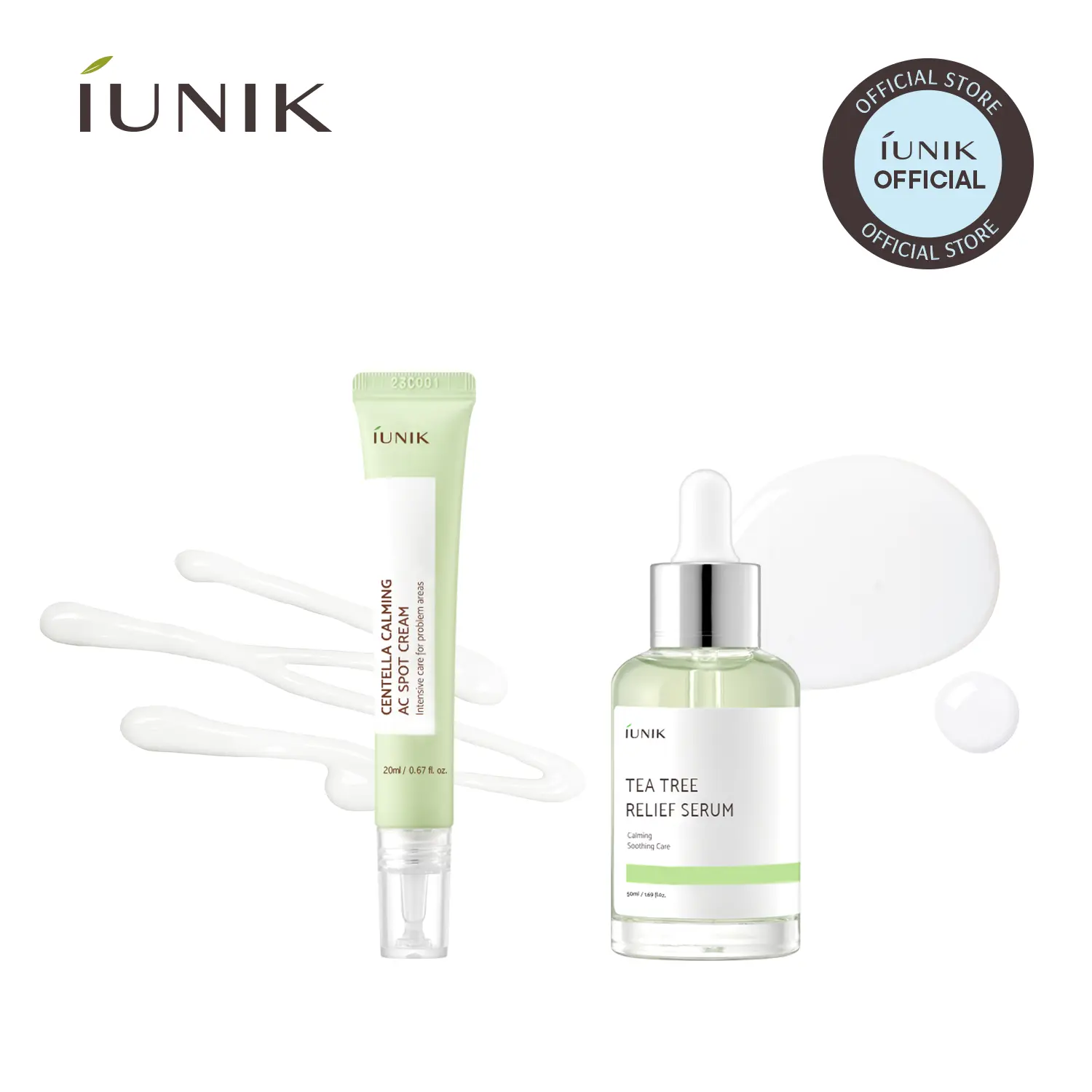 [IUNIK Official] Centella Intensive Soothing Care Duo | Relief Serum + AC Spot Cream | Centella Asiatica, Tea Tree, Niacinamide | Redness & Blemish Care Skincare Set for Irritated, Acne-Prone Skin | Korean Skincare, K-Beauty