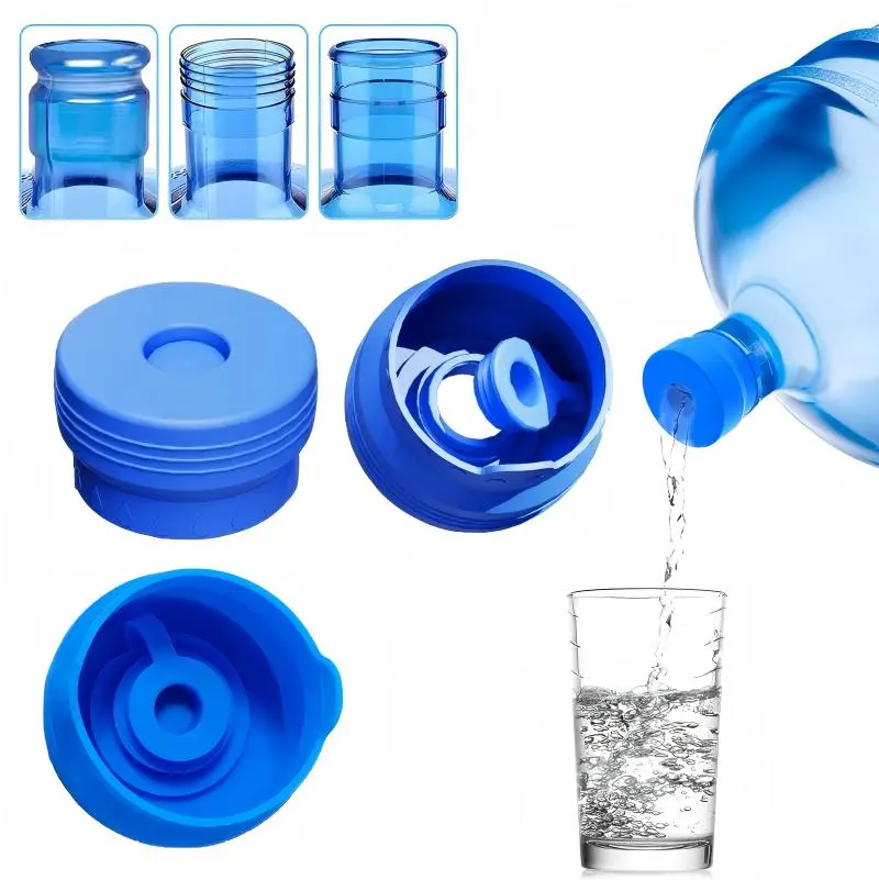 Sturdy Soft-Touch Silicone Gallon Cap Covers - 55-60mm Round BPA-Free Eco-Friendly Food-Grade Reusable Lids, Odorless Seal Ring, Leak-Proof Pop-Resistant, Fits 3/5 Gal Jugs, Standard/Screw/Crown Top Bottles & Pump Dispensers, Kitchenware