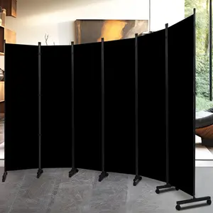 Foldable privacy room divider screens with lockable wheels, 132" freestanding fabric partition panel for room separation wall divider for bedroom