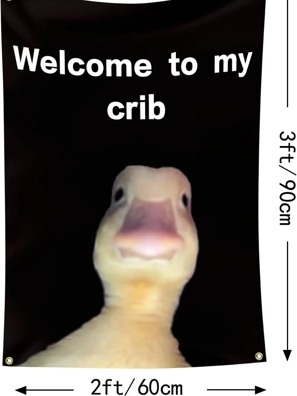 "Welcome to My Crib" Cloth Banner - 2x3 ft (24x36 in) Black Funny Family Party Wall Decor, Durable Man Cave Wall Flag with Brass Grommets, Home Decor Tapestry