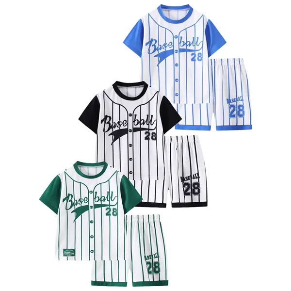 #SummerVibes 6-piece boy summer baseball short sleeve shorts suit children's T-shirt breathable outdoor sports jersey boy comfortable and casual suit
