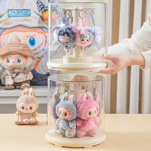compatible with LABUBU1pc hanging rotating display box, transparent acrylic dust box, 360° Rotating Display Case with Hook for Plush Toys & Handmade Doll Accessories Storage Ideal School Gifts Display Stand