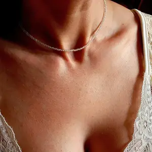 Natural Clear Quartz 2mm Tiny Beads Choker Minimalist Crystal Healing Natural Stone Necklace Gift For Her Jewellery